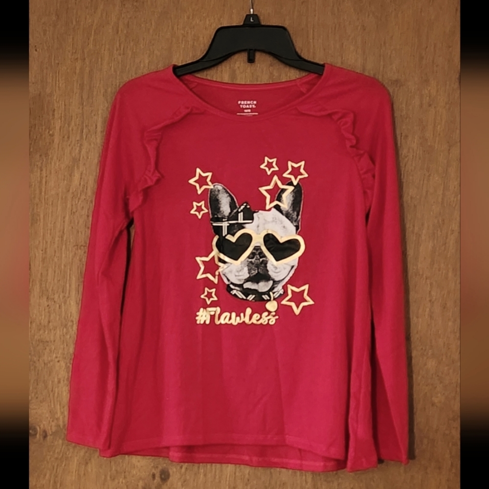 French toast shirt, size 14/16, color red